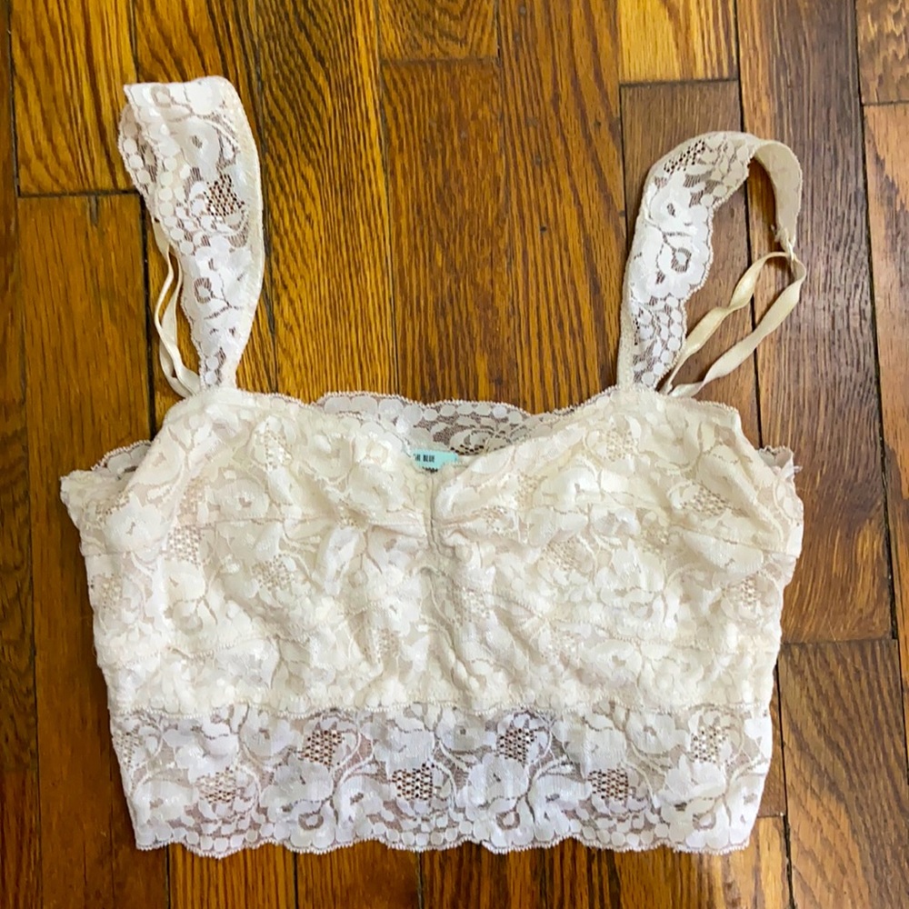 URBAN OUTFITTERS Lace Bralette Cream US L EUC